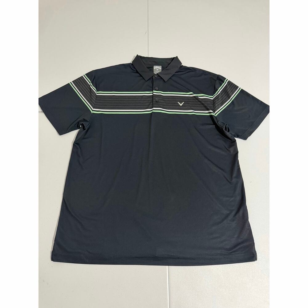 Callaway Opti-Dri Mens XL Black Striped Performance Golf Polo Shirt